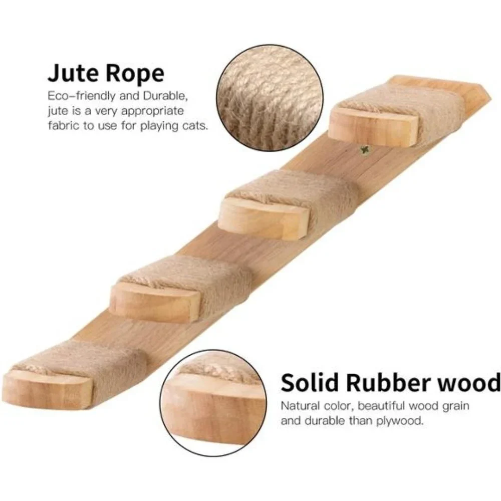 Cat Climbing Shelf Wall Mounted, Four Step Cat Stairway with Jute Scratching